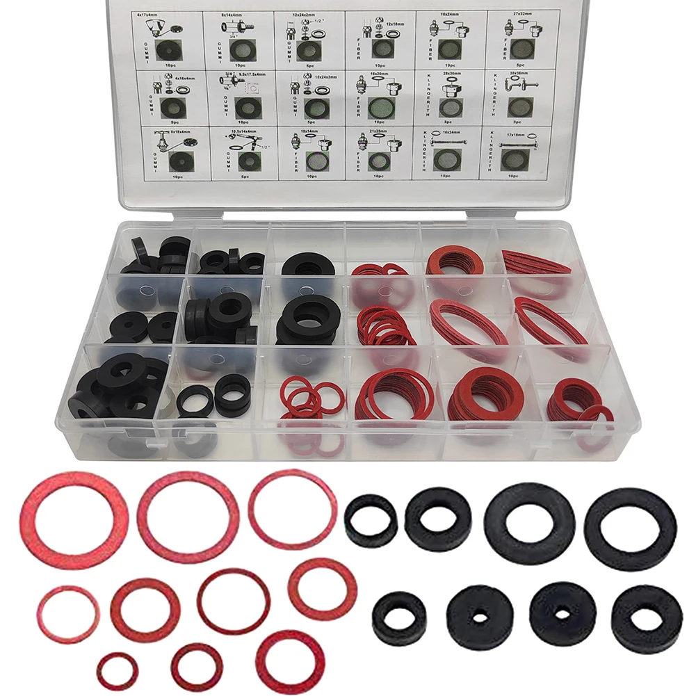 

141Pcs/box Hydraulic Sealing Kit Accessories Flat Washers Seal Ring Seal O-Ring Hydraulic Seal Kit Assortment NBR Gasket O-ring