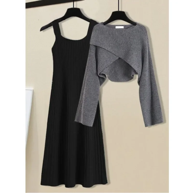Winter Knitted Two Pieces Sets Womens Outfits Korean Casual Irregular Long Sleeve Short Sweaters and Knitting Dresses Sets N427
Winter Knitted Two Pieces Sets Womens Outfits Korean Casual Irregular Long Sleeve Short Sweaters and Knitting Dresses Sets N427