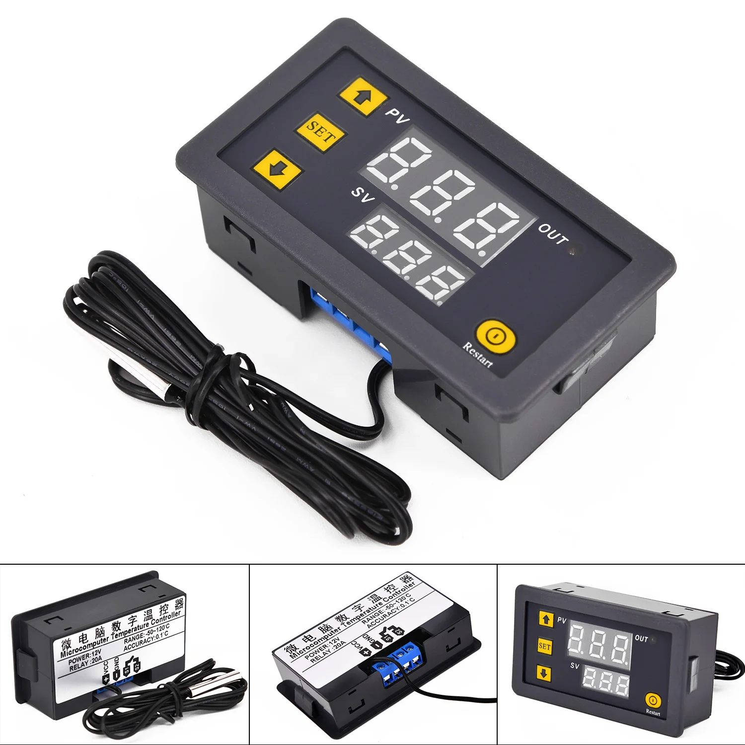 DC 12V 20A LED Waterproof Digital Thermostat Temperature Controller Temp Sensor Control Relay 79*43*26mm High Precision
DC 12V 20A LED Waterproof Digital Thermostat Temperature Controller Temp Sensor Control Relay 79*43*26mm High Precision