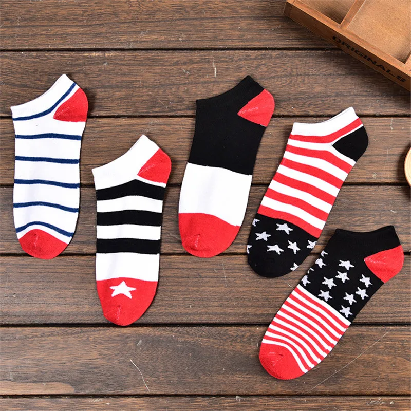 5 Pairs American Flag Pattern Red Striped Fashion Black White Men Short Socks Funny Cotton Male Harajuku Novelty British Sox
5 Pairs American Flag Pattern Red Striped Fashion Black White Men Short Socks Funny Cotton Male Harajuku Novelty British Sox