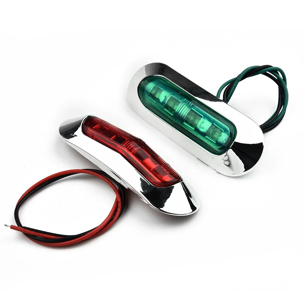 

2X Navigation LED Boat Lights (Red + Green) High Brightness 4 LEDs Suitable For Marine Navigation Lights Bow Lights