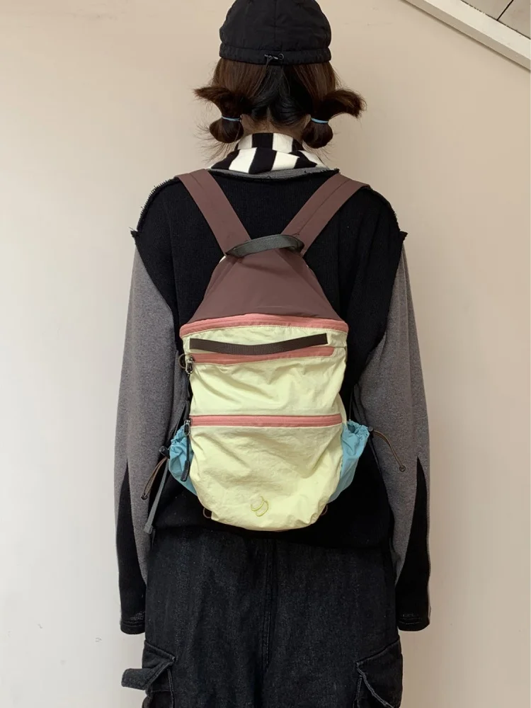 

Корейские контрастные цветные нейлоновые модные рюкзаки для учащихся старших классов, повседневные дорожные рюкзаки для девочек