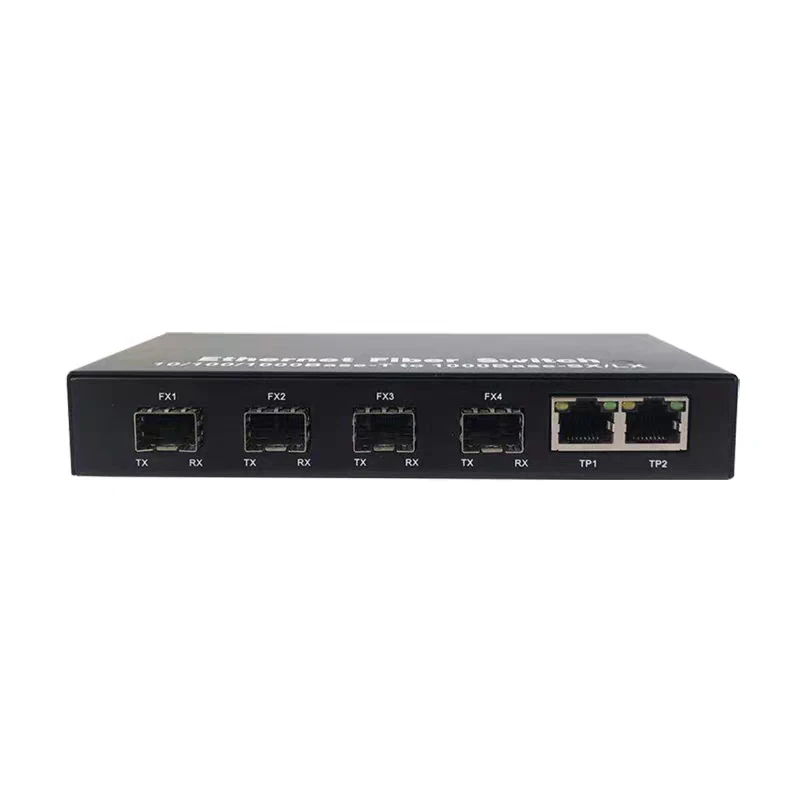 

Gigabit ethernet optical fiber switch 2 rj45 ports + 4 sfp sockets 1000Mbps media converter