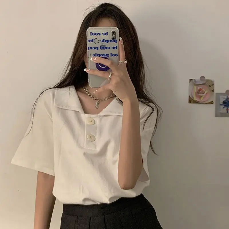 Summer Short Sleeve Women Polo T Shirt Fashion Simple Harajuku Casual Oversized Clothing Girls Solid Daily Wear Black White Pink
Summer Short Sleeve Women Polo T Shirt Fashion Simple Harajuku Casual Oversized Clothing Girls Solid Daily Wear Black White Pink