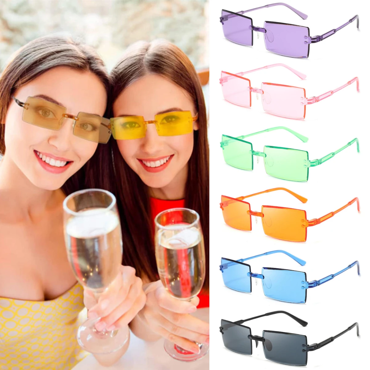 Vintage Rectangle Sunglasses Candy Color Rimless Shade Eyewear Summer UV400 Outdoor Sun Glasses
Vintage Rectangle Sunglasses Candy Color Rimless Shade Eyewear Summer UV400 Outdoor Sun Glasses