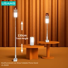 USAMS LED Video Foldable Bracket Phone Holder Clip For Youtube Vlog Live Bluetooth Wireless Selfie Stick For IOS Android Phones USAMS LED Video Foldable Bracket Phone Holder Clip For Youtube Vlog Live Bluetooth Wireless Selfie Stick For IOS Android Phones
