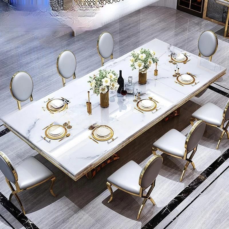 

Роскошный обеденный стол и стул из белого мрамора, комбинированные прямоугольные кухонные столы, итальянский тип, большая лаконичная современная мебель