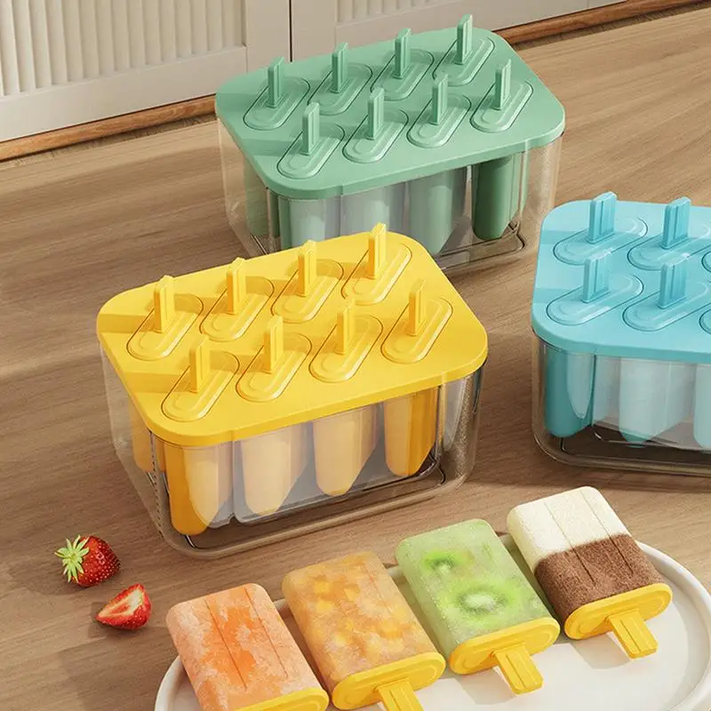 

Ice Cream Mold 8 Ice Popsicle Mold Set Small Oval DIY Homemade Popsicle Moulds with Ice Cube Tray Lolly Maker Reusable Tool