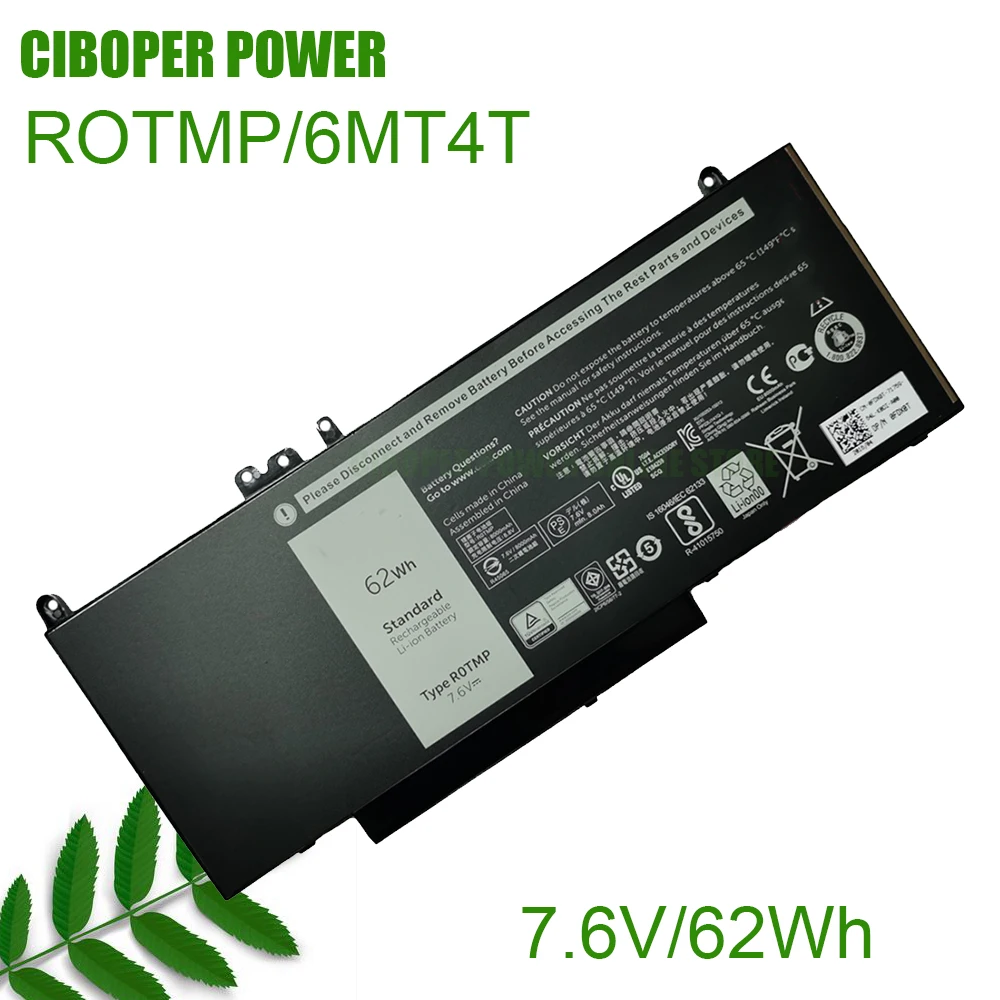 CP Genuine Laptop Battery ROTMP(R0TMP) 6MT4T 7.6V/62Wh For Latitude 14 5450 E5450 15 5550 E5550 Series Notebook
CP Genuine Laptop Battery ROTMP(R0TMP) 6MT4T 7.6V/62Wh For Latitude 14 5450 E5450 15 5550 E5550 Series Notebook