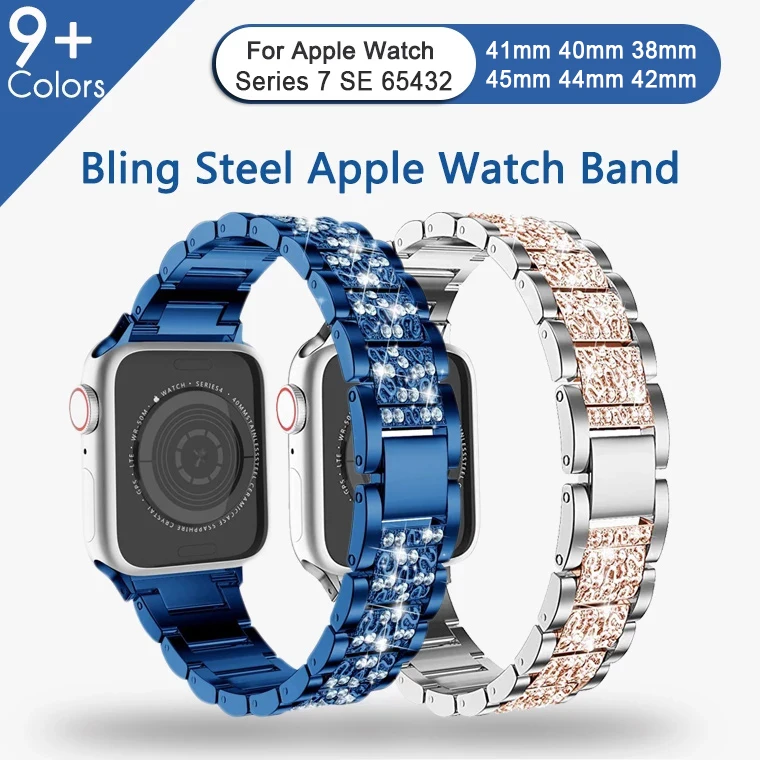 Apple Watch Band 41mm 45mm 40/44mm 38/42mm Women Diamond Stainless Steel Strap For Apple Watch Series 7 6SE5432 iWatch Bracelet
Apple Watch Band 41mm 45mm 40/44mm 38/42mm Women Diamond Stainless Steel Strap For Apple Watch Series 7 6SE5432 iWatch Bracelet