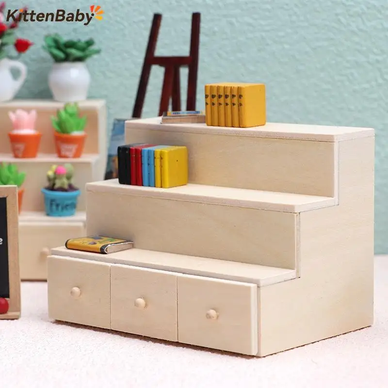 

1Pc 1:12 Dollhouse Miniature Shelf Unpainted Display Stand Storage Rack Shoe Rack Model Supermarket Kitchen Decor Toy