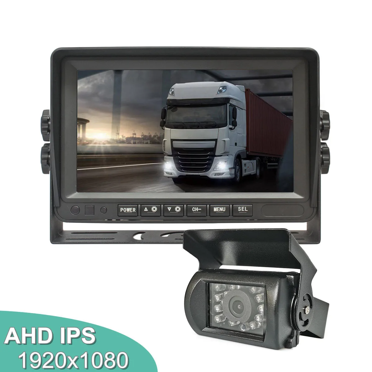 

Автомобильный монитор заднего вида DIYSECUR, 7-дюймовый IPS-экран, водонепроницаемый ИК-монитор ночного видения, AHD-камера 1080P