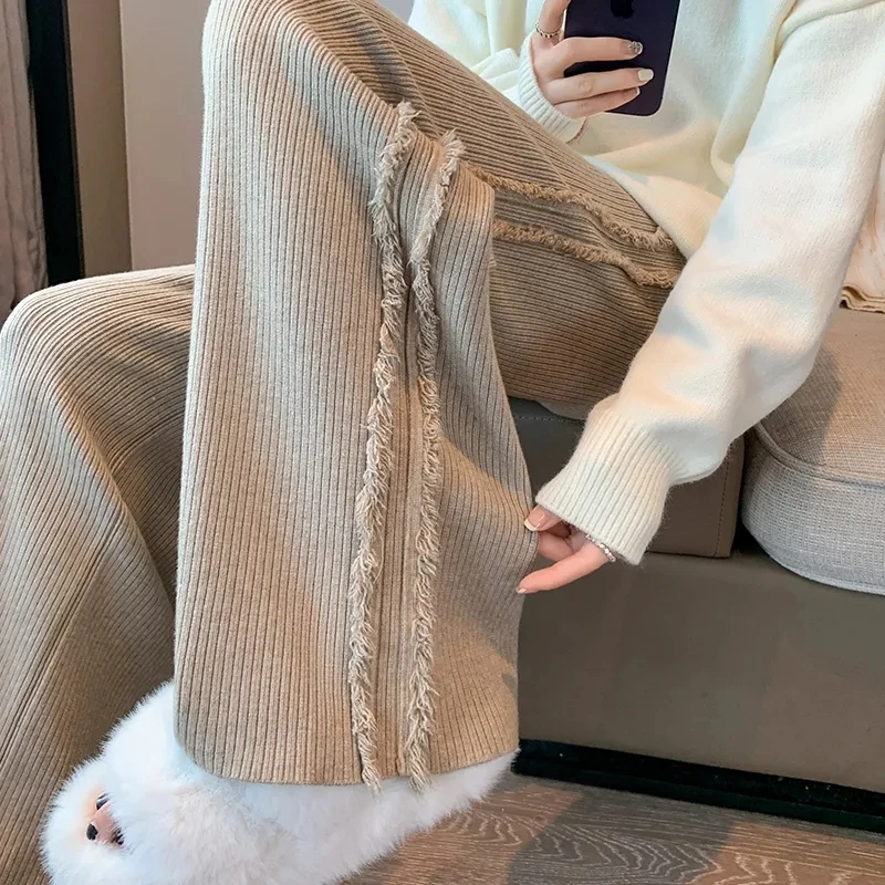 For Women Autumn Soft Glutinous Warm Trousers Ladies Drawstring High Waist Pantalones High Quality Winter Knitted Wide Leg Pants
For Women Autumn Soft Glutinous Warm Trousers Ladies Drawstring High Waist Pantalones High Quality Winter Knitted Wide Leg Pants