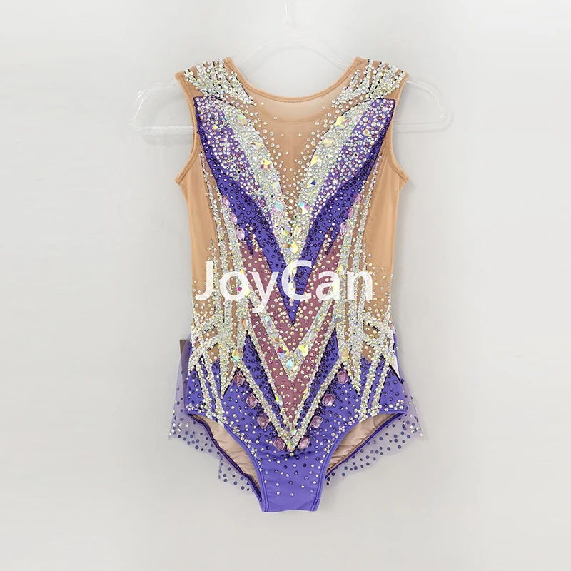 

JoyCan Rhthmic гимнастические трико для девушек женщин Фиолетовый спандекс элегантная танцевальная одежда для соревнований