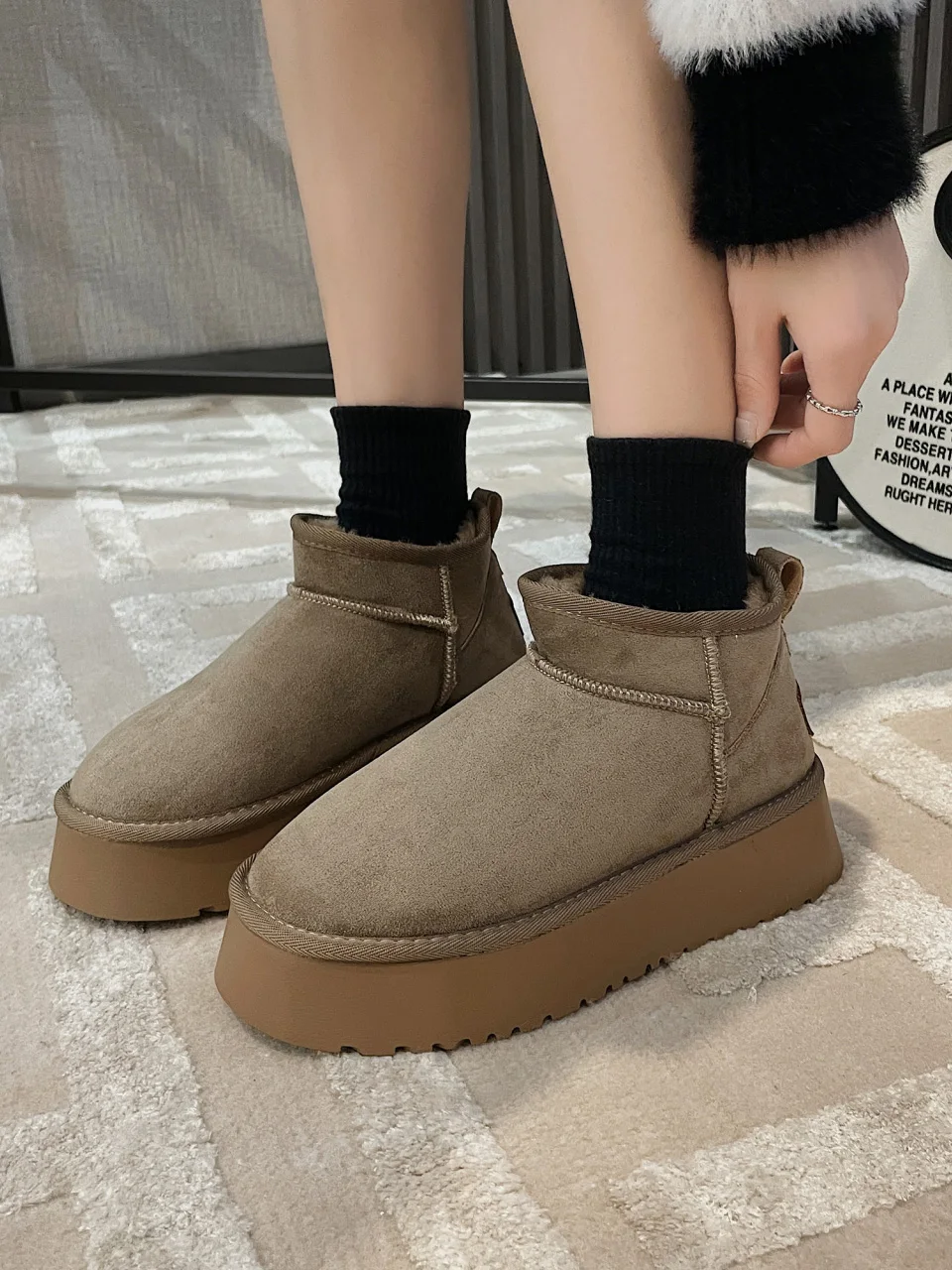 

Shoes Boots Flat Heel Clogs Platform Winter Footwear Round Toe Boots-Women Australia Rubber 2023 Autumn Med Snow Lolita Ankle L