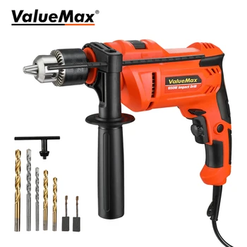 ValueMax 유선 전기 드릴, 가정용 수리용 드릴 비트 포함, 2 가지 기능, 650W 임팩트 해머 드릴 전동 공구