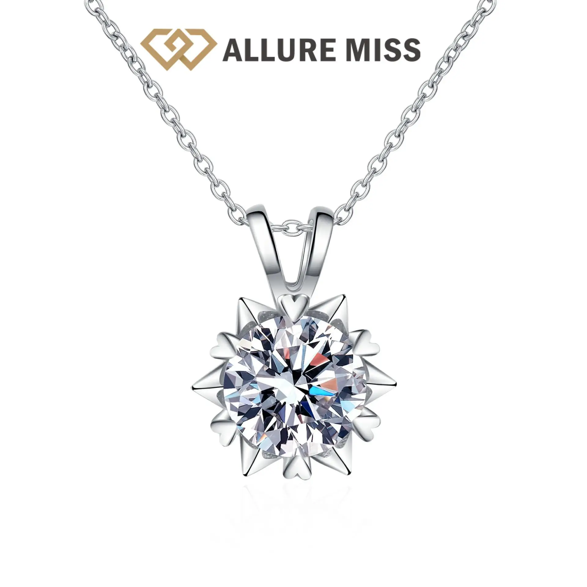 

Moissanite 100% 925 Sterling Silver Pendants Necklace GRA Certified D color Top Quality Inlaid Diamond Luxury Charms Sparkling