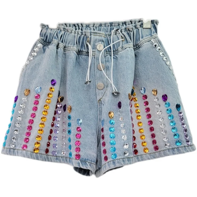 Women Colorful Diamond High Waist Denim Shorts Vintage Drawstring Button Fly Wide Leg Short Pants 2023 Summer New Y129
Women Colorful Diamond High Waist Denim Shorts Vintage Drawstring Button Fly Wide Leg Short Pants 2023 Summer New Y129