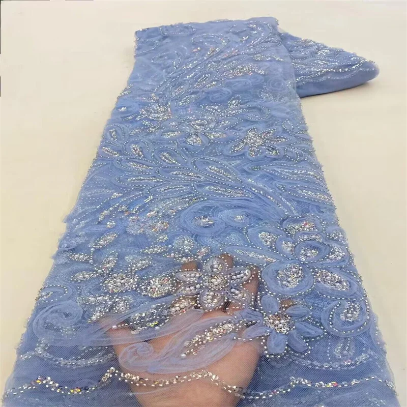 Blue African Lace Fabric 5 Yards Embroiderd Nigerian Beads Lace Fabric 2024 High Quality Laces Groom Tulle French Lace For Drees
Blue African Lace Fabric 5 Yards Embroiderd Nigerian Beads Lace Fabric 2024 High Quality Laces Groom Tulle French Lace For Drees