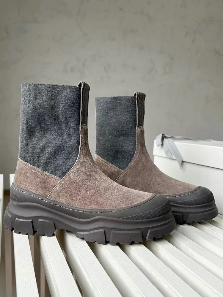 New BC Cow Suede Monili-embellished Ankle Boots Women's Thick-Soled Short Boots Female Flat Platform Slip-On Mid-Calf
New BC Cow Suede Monili-embellished Ankle Boots Women's Thick-Soled Short Boots Female Flat Platform Slip-On Mid-Calf