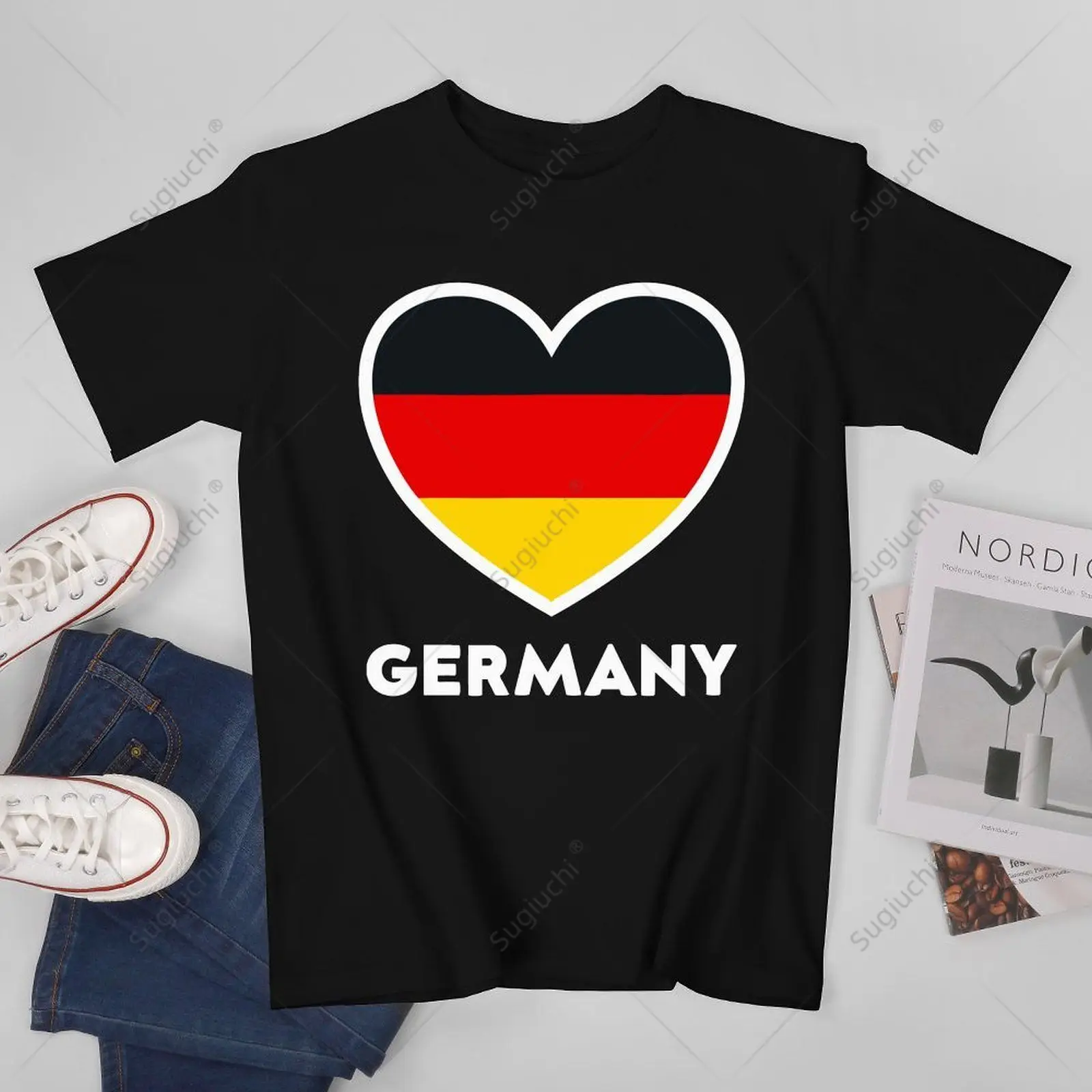 

Unisex Men Deutschland Germany Flag Heart Tshirt Tees T Shirts Women Boys 100% Cotton T-Shirt