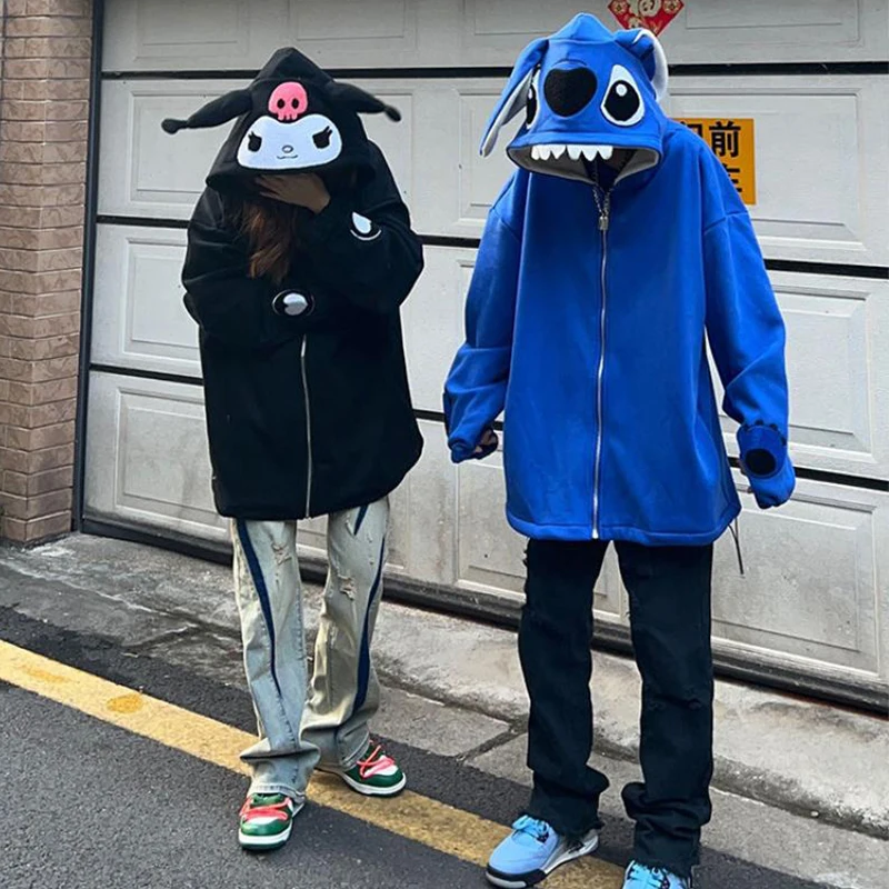 Sanrio Kuromi аниме пальто Kawaii Милая Y2K модная Толстовка удобная свободная одежда мультфильм милый подарок на день рождения