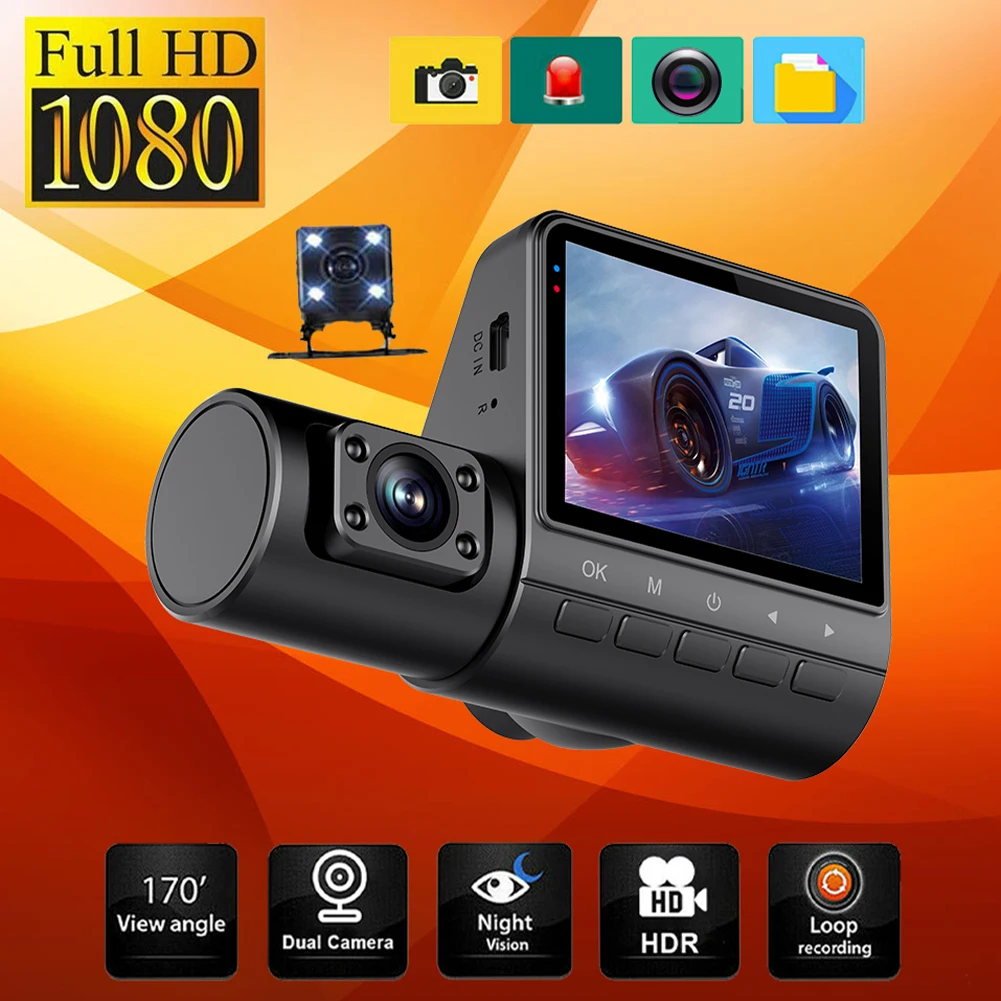 

3 Channel Car DVR HD 1080P 3-Lens Car Dash Cam Loop Recording Night Vison G-Sensor 24h Parking Monitoring Car Video Recorder