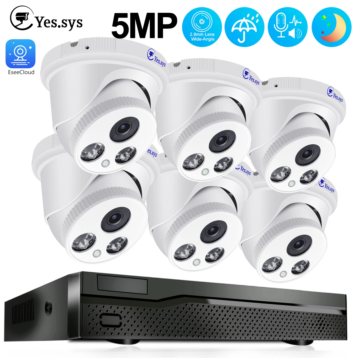 Eyes.sys 6 шт. 5 Мп камера безопасности ColorVu Dome 8CH POE NVR система видеонаблюдения с объективом 2,8 мм двустороннее аудио Водонепроницаемая наружная
Eyes.sys 6 шт. 5 Мп камера безопасности ColorVu Dome 8CH POE NVR система видеонаблюдения с объективом 2,8 мм двустороннее аудио Водонепроницаемая наружная