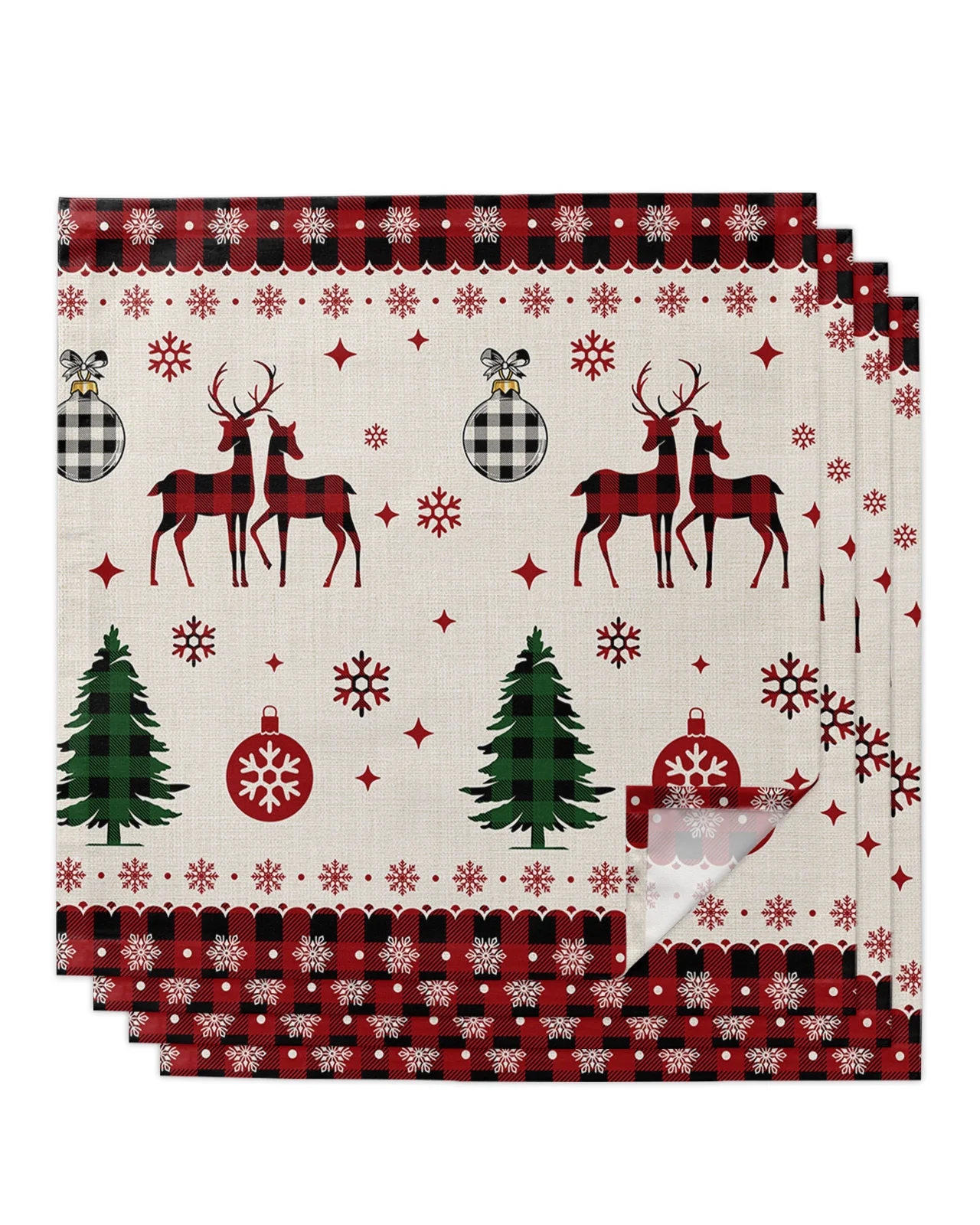 

Christmas Snowflake Elk Table Napkins Set Christmas Napkins Festival Home Wedding Party Dinner Napkins Cloth