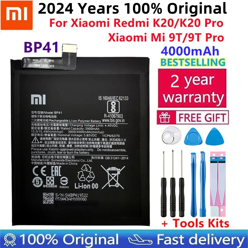 

100% Original Replacement High Quality Battery For Xiaomi Redmi K20 Mi 9T Mi9T 4000mAh BP41 Premium Genuine Batteries Bateria