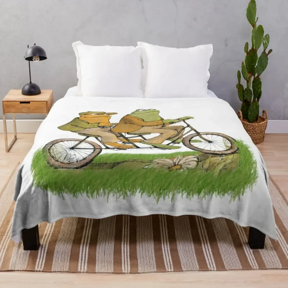 

frog and toad on the bike Throw Blanket funny gift blankets ands Sofas Blankets