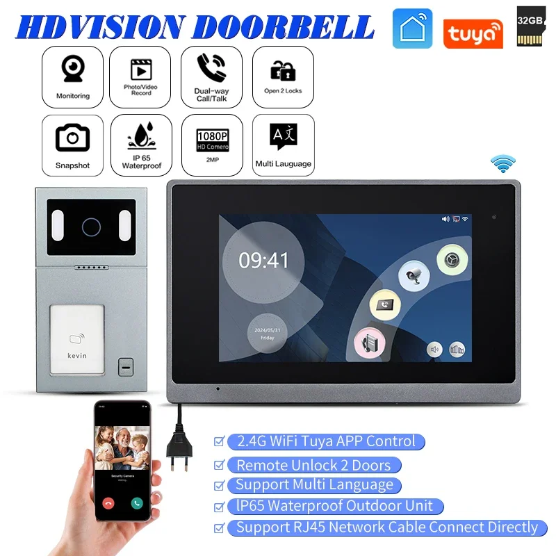 Best Price and Quality Tuya Wifi 7 Inch RFID Card HD 1080P Camera IP System Video Doorbell Videocitifono Door Access Control
Best Price and Quality Tuya Wifi 7 Inch RFID Card HD 1080P Camera IP System Video Doorbell Videocitifono Door Access Control