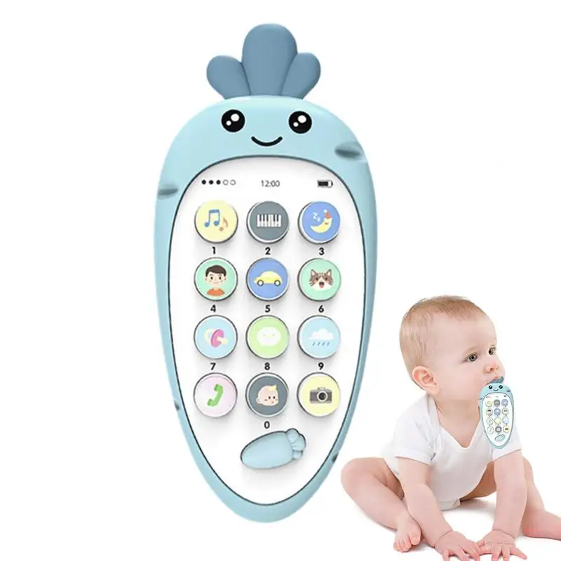 

Musical Toy Phone For Kids Toddler Learning Musical Toy Educational Smartphone Toy Interactive Bilingual Carrot Teething Toys