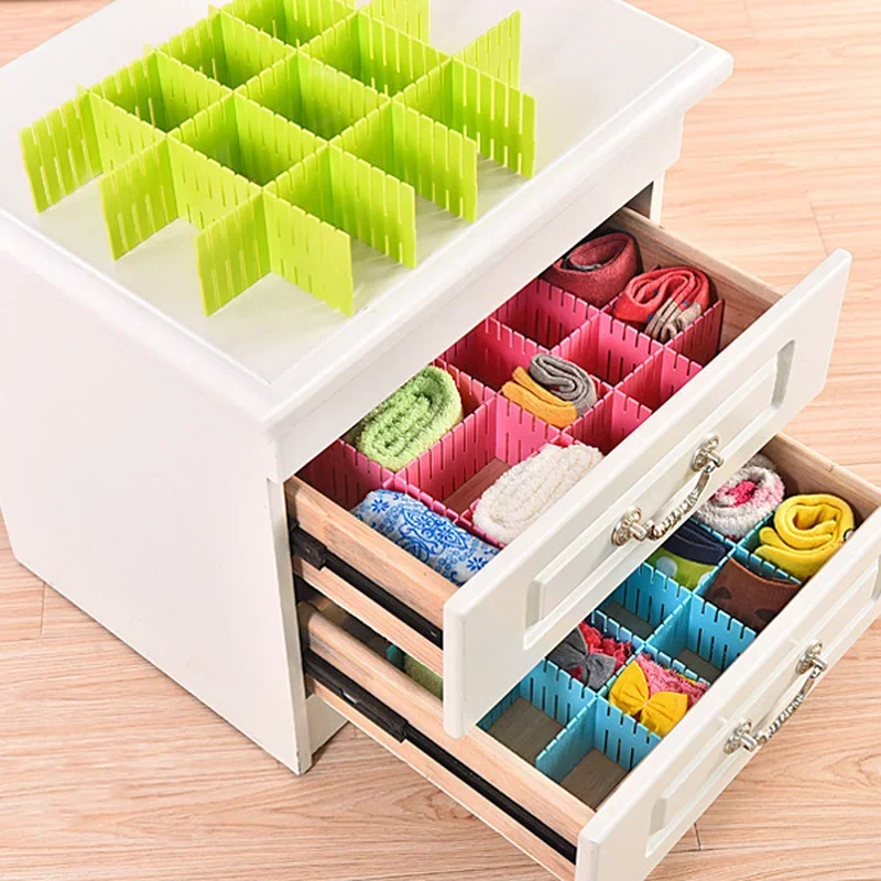 

4Pcs Storage Organizer Underwear Socks makeup Clapboard DIY Plastic Drawer Grid Separator Divider Partition