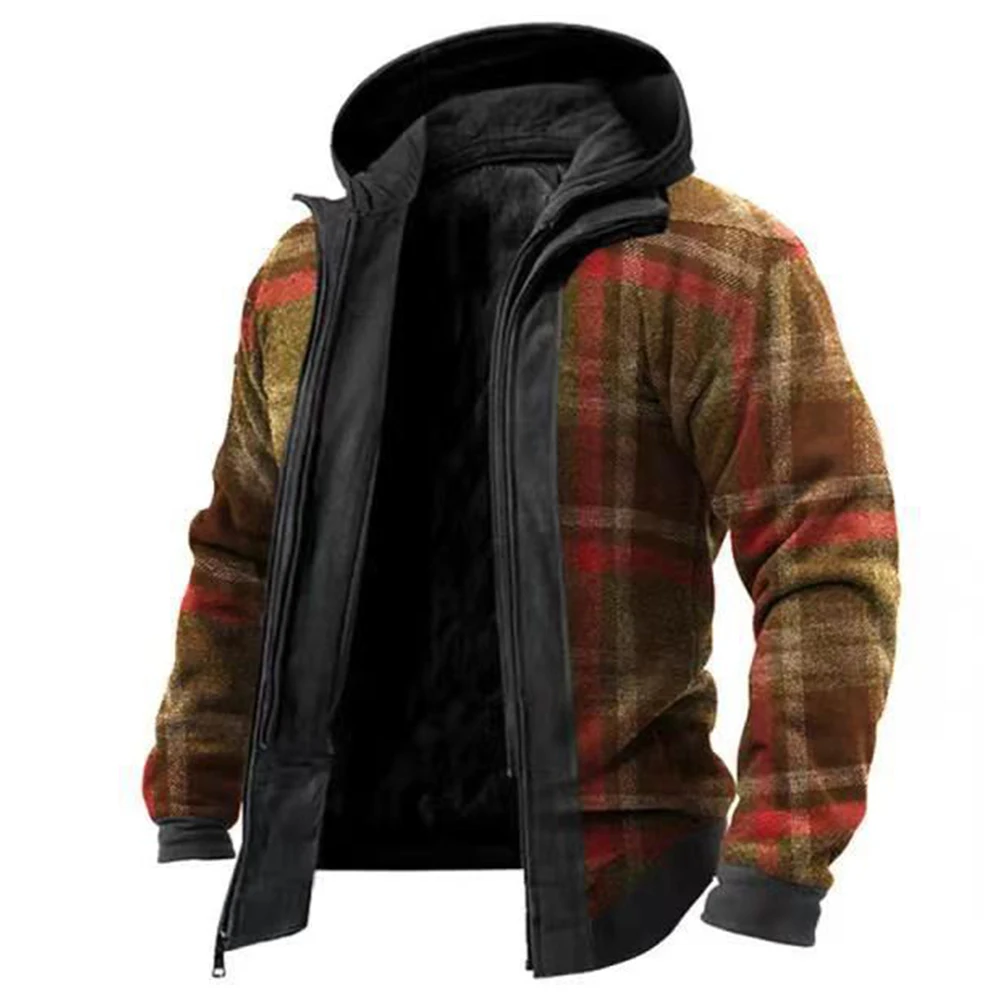 Trendy Men's Winter Plaid Hoodie Zip Up Jacket Warm Fleece Lined Coat Thicken Hooded Overcoat Brown Blue Perfect for Winter
Trendy Men's Winter Plaid Hoodie Zip Up Jacket Warm Fleece Lined Coat Thicken Hooded Overcoat Brown Blue Perfect for Winter