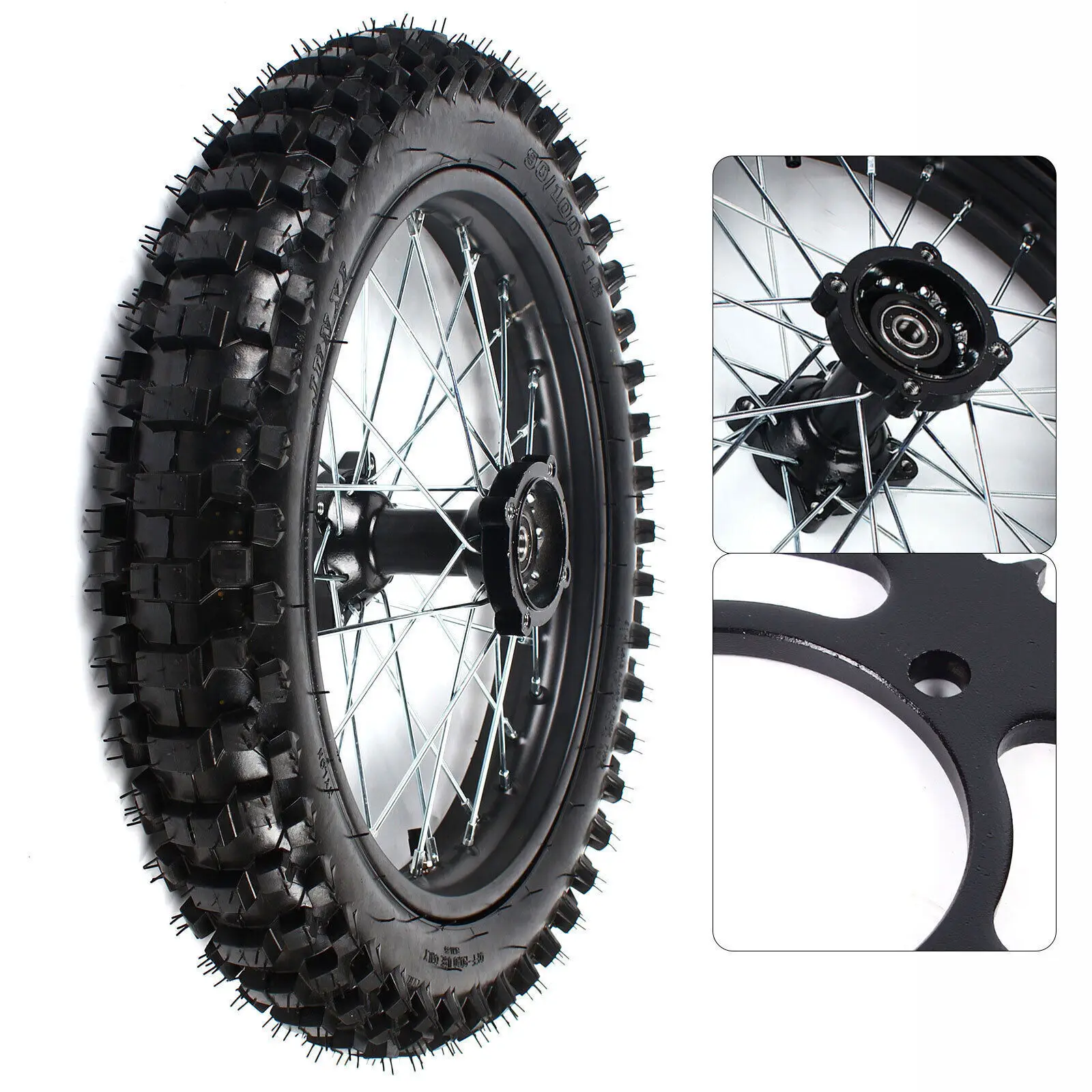 

16 Inch Rear Wheel 90/100-16 Tire Rim+Sprocket For Dirt Bike KX100 CRF150 XR100