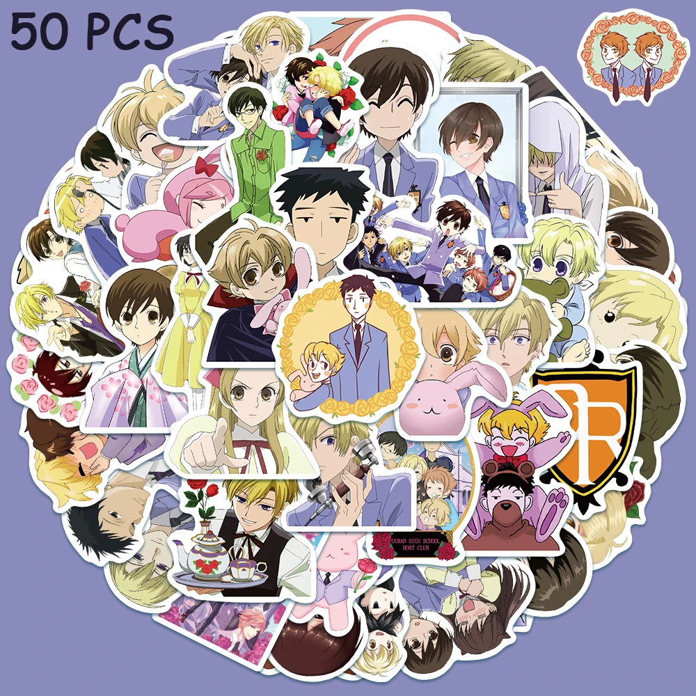 

50pcs Oran High School Host Club Anime Stickers Laptop Guitar Skateboards Luggage Cars Fridge Stationery Decals Kid Gifts Toy