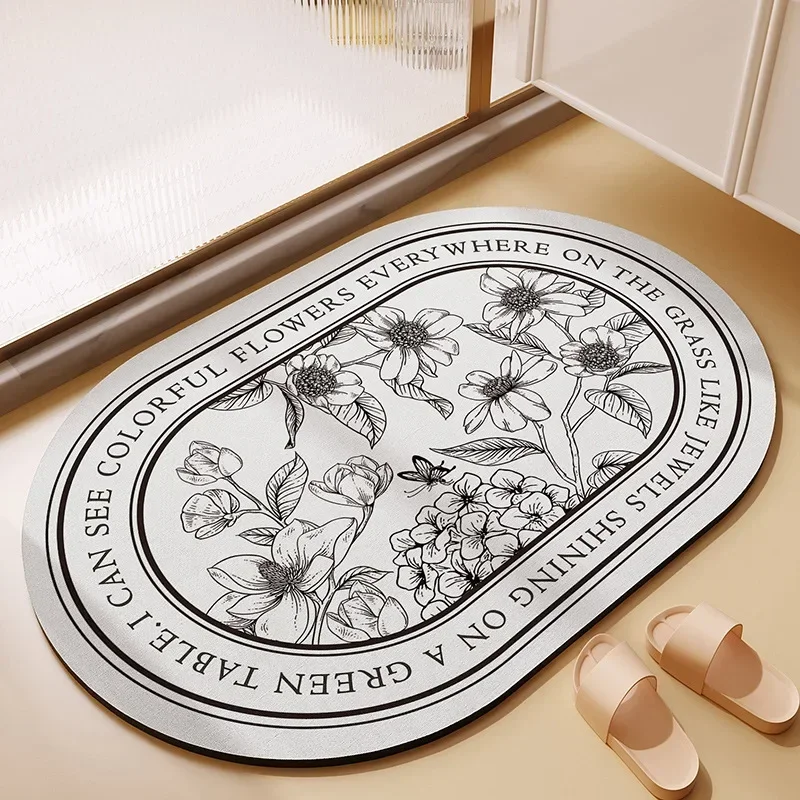 Absorbent Diatomaceous Earth Bath Mats Bouquet Patern Oval Quick Dry Washable Bathroom Rugs Rubber Non Slip Backed Semicircle
Absorbent Diatomaceous Earth Bath Mats Bouquet Patern Oval Quick Dry Washable Bathroom Rugs Rubber Non Slip Backed Semicircle