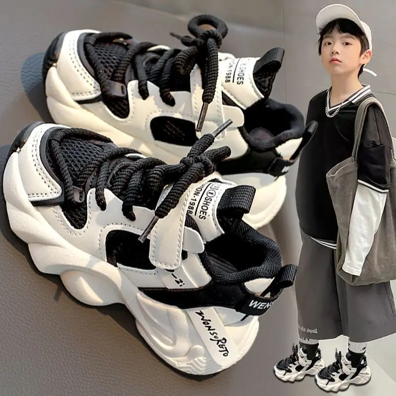 Boys shoes spring 2024 new children's sneakers black mesh middle and large children running tide shoes for boys
Boys shoes spring 2024 new children's sneakers black mesh middle and large children running tide shoes for boys