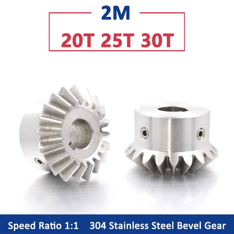1pc 1:1 304 Stainless Steel Bevel Gear 2M 20 25 30 Teeth 2 Module 20T 25T 30T 90 Degrees Meshing Angle Steel Gears Bore 12-30mm
1pc 1:1 304 Stainless Steel Bevel Gear 2M 20 25 30 Teeth 2 Module 20T 25T 30T 90 Degrees Meshing Angle Steel Gears Bore 12-30mm