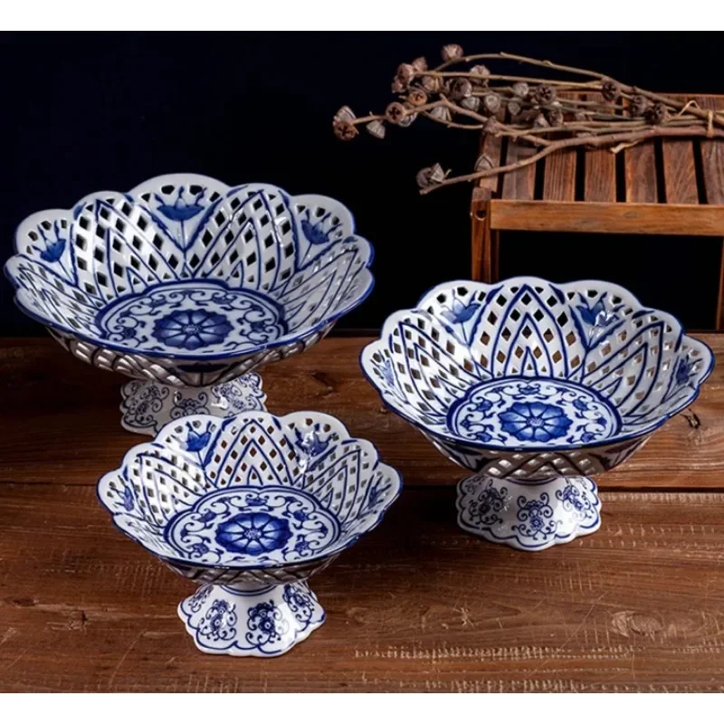 

Blue and White Porcelain Blue and White Porcelain Ceramic Plate Creative Afternoon Tea Dessert Plate Household Microwave Oven