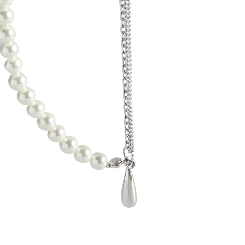 

Minimalist Design, Simple and Luxurious Pearl Water Drop 925 Sterling Silver Necklace, Female Collarbone Chain