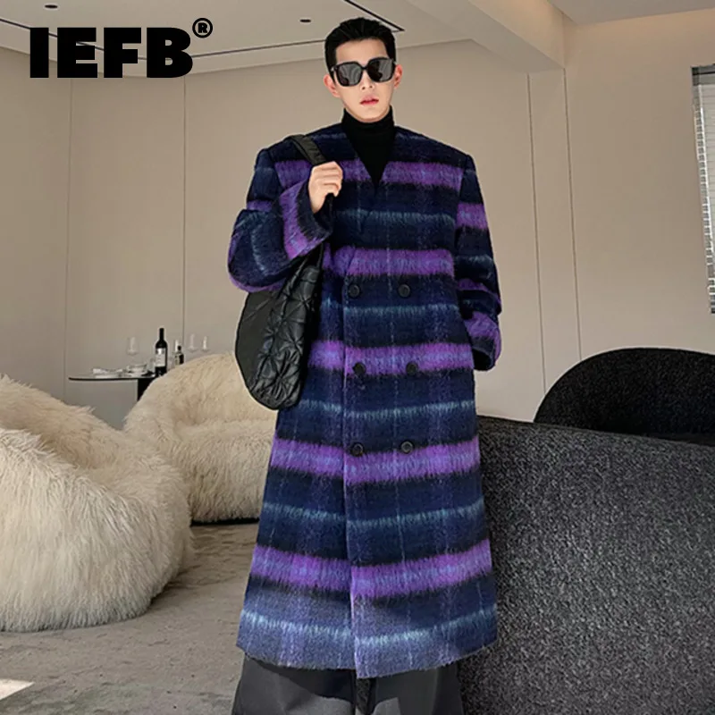 IEFB Winter Korean Style Men's Woolen Coat Versatile Thickened Double Breasted Plaid Woolen Outerwear 2023 New Fashion 9C3857
IEFB Winter Korean Style Men's Woolen Coat Versatile Thickened Double Breasted Plaid Woolen Outerwear 2023 New Fashion 9C3857