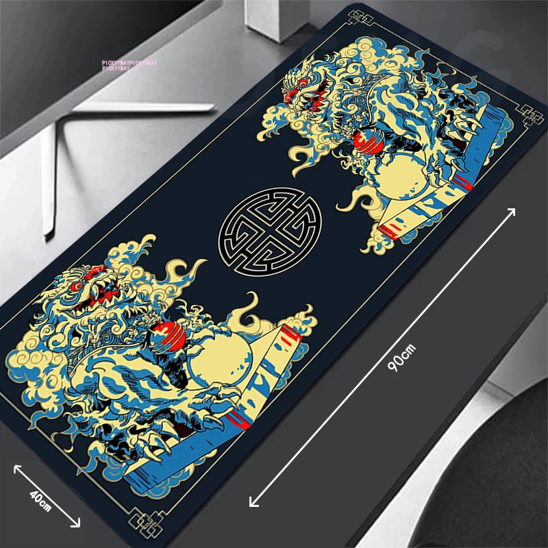 

Large Gaming Mousepads Chinese Element Mouse Pad Computer Mousepad Mouse Mat 90x40cm Desk Pads For PC Keyboard Mats Table Rug