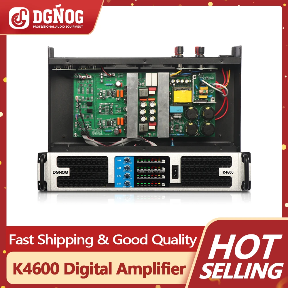 

DGNOG 4 Ohm Professional Digital High-Power Amplifier 1100W * 4 Channel Outdoor Concert Bass Speaker Professional DJ Stage KTV