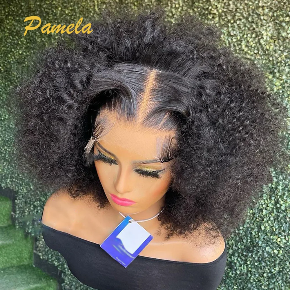 

Kinky Curly 360 HD Lace Front Glueless Wigs Pre plucked Human Hair Ready To Wear Brazilian 250% Density 13x4 Lace Frontal Wigs