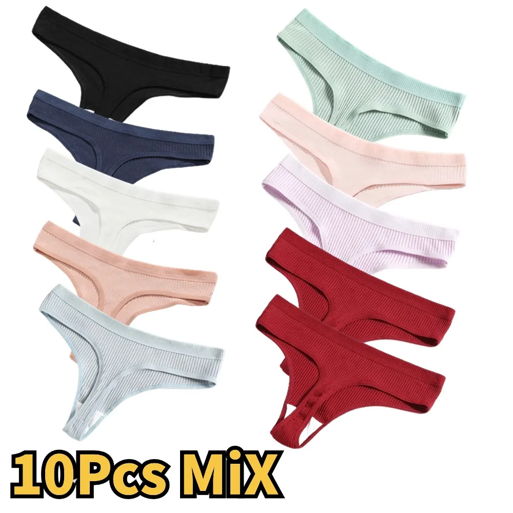 Calcinhas De Algod O De Cintura Baixa Para Mulheres Lingerie Sexy Tangas Femininas Cordas G