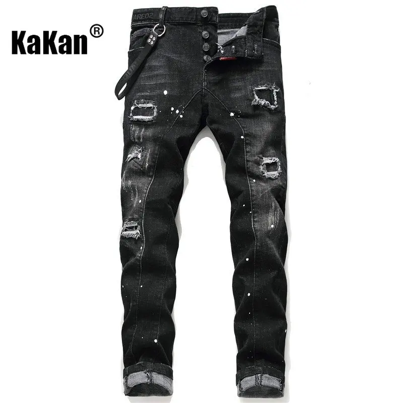 Kakan - New Original Color Damaged Raspy and Handsome Patch Jeans for Men, American High Street Personalized Long Jeans K18-1046
Kakan - New Original Color Damaged Raspy and Handsome Patch Jeans for Men, American High Street Personalized Long Jeans K18-1046