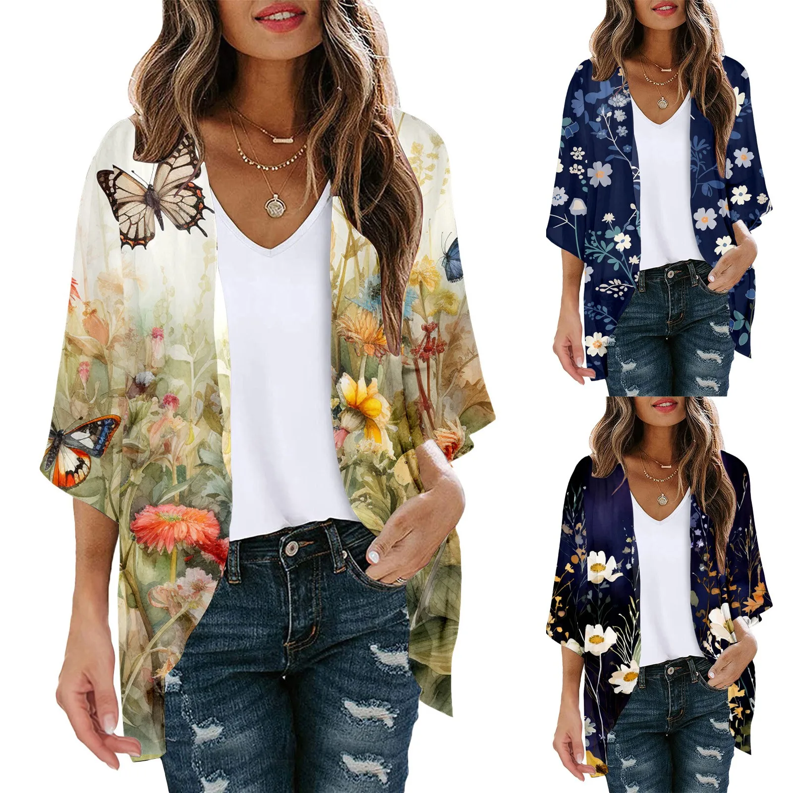 Women's Spring And Summer Casual Butterfly Flower Printed Short Sleeved Irregular Cardigan Top Comfortable Breathable Costume
Women's Spring And Summer Casual Butterfly Flower Printed Short Sleeved Irregular Cardigan Top Comfortable Breathable Costume