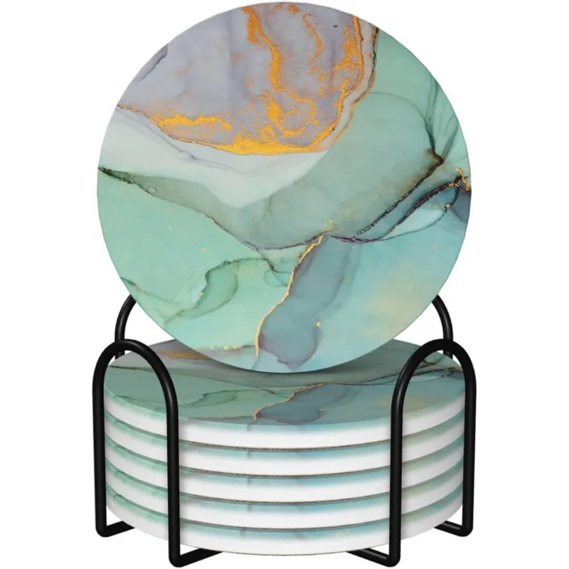Marble Blue Gold Coasters for Drinks with Holder 6 Pack Absorbent Ceramic Absorb Stone Coasters with Cork Base Gift for Home Kit
Marble Blue Gold Coasters for Drinks with Holder 6 Pack Absorbent Ceramic Absorb Stone Coasters with Cork Base Gift for Home Kit